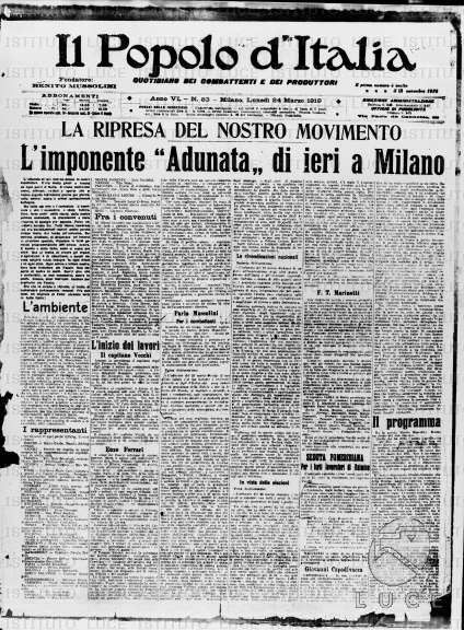 La prima pagina del giornale