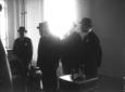 Foto di gruppo di Mussolini e dei dirigenti davant ...