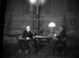 Mussolini e Schober seduti nella sala de ...