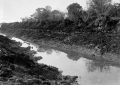 Tratto di un canale in un terreno in corso di boni ...