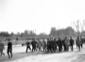 Mussolini, accompagnato da un gruppo di gerarchi,  ...