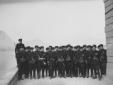 Manipolo di moschettieri del duce posa su una terr ...