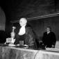 Einaudi nell'aula magna del'universit� mentre tien ...