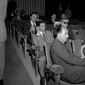 Pasolini seduto in un teatro per un convegno degli ...