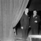 Giuseppe Pella ripreso mentre accompagnato forse d ...