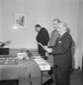 Umberto Tupini con un prelato all'inaugurazione de ...