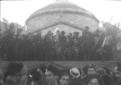 Mussolini con altre personalit fasciste sul palco
