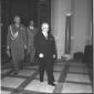 Fanfani in un corridoio del Quirinale; dietro di l ...