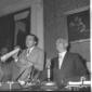 Fanfani e Andreotti ripresi mentre discutono con i ...