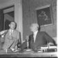 Fanfani e Andreotti ripresi mentre discutono con i ...