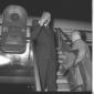 Paolo Emilio Taviani sulla scaletta dell'aereo con ...