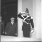 Leone mentre esce da una sala del Quirinale e sull ...