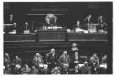 Fanfani durante il suo intervento al Senato; presi ...