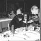 Anna Magnani e Pier Paolo Pasolini seduti a tavola ...