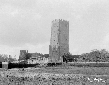 Torre di Ninfa vista dal lago prosciugato
