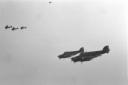 Due bombardieri SM 79 in volo scortati d ...
