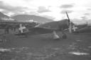 Caccia Fiat G. 50 in un campo di aviazio ...