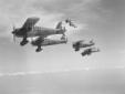 Un gruppo di caccia Fiat CR. 42 in volo