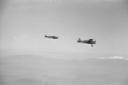 Un bombardiere SM 79 e un caccia Fiat CR ...